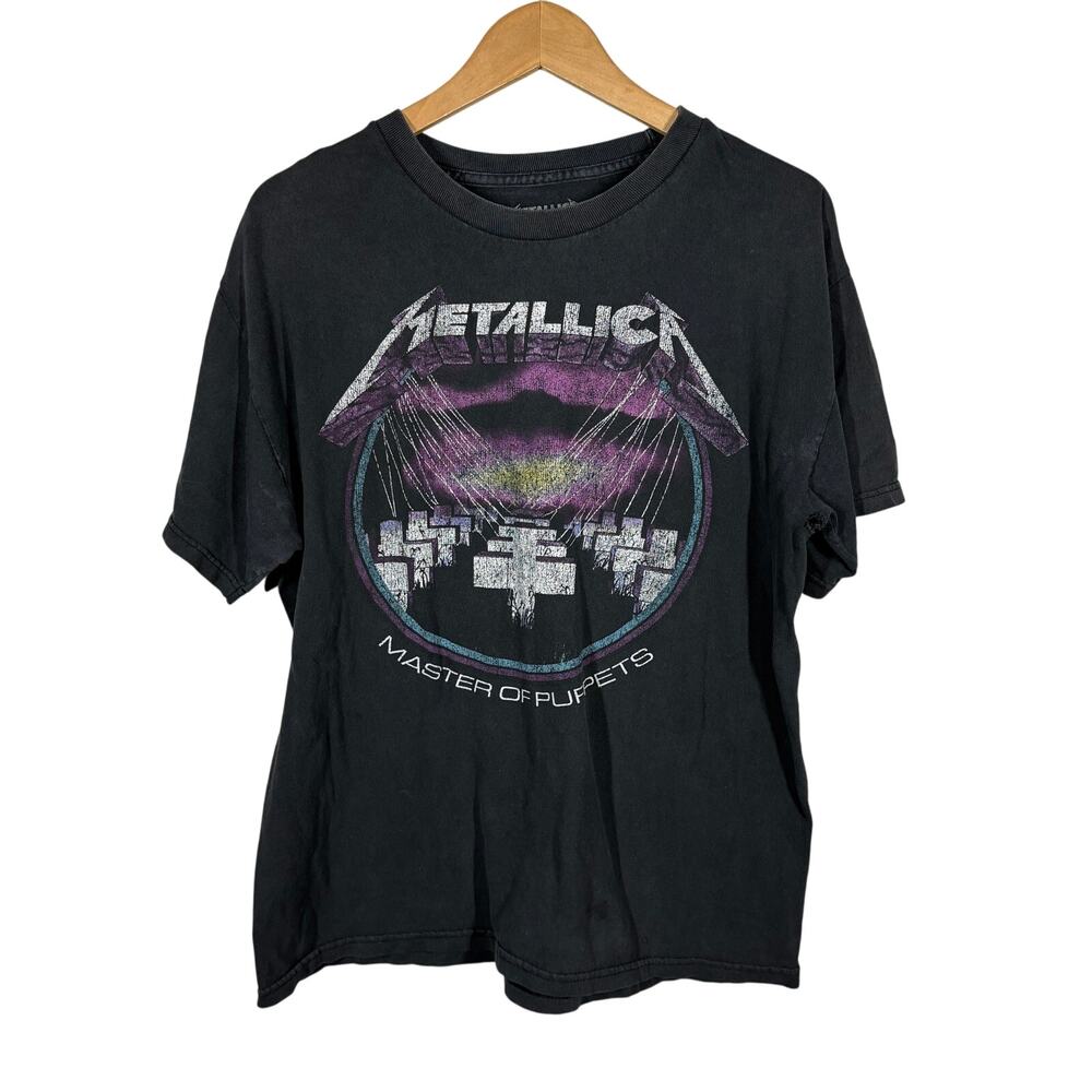 Metallica Master of Puppets Repro Y2K Well Worn Black Faded Classic Rock - L